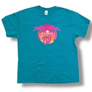 Washington Nationals Teal Margaritaville Graphic T-Shirt Unisex Size XL NWOT